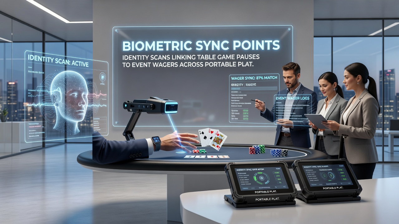 Mobiele interface met biometrische verificatie en gekoppelde sportweddenschappen na tafelspel pauze