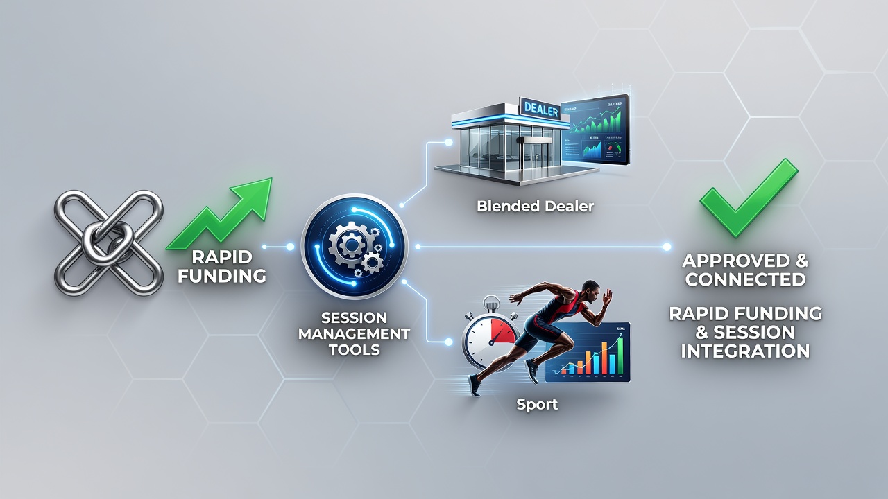 Detail van mobiele app die sessietimers en goedkeuringsstromen combineert voor sport- en dealeractiviteiten