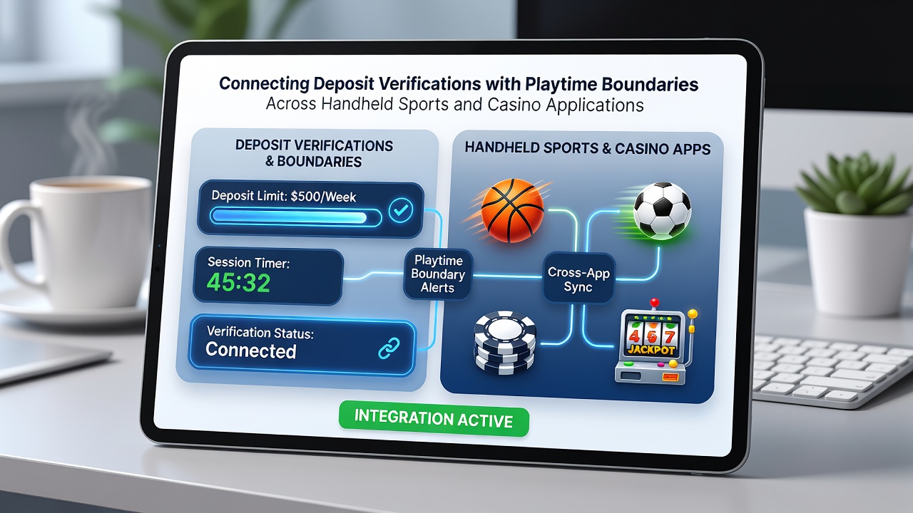 Gebruikersinterface met verbonden stortings- en tijdslimietfuncties in een mobiele sport- en casinotoepassing