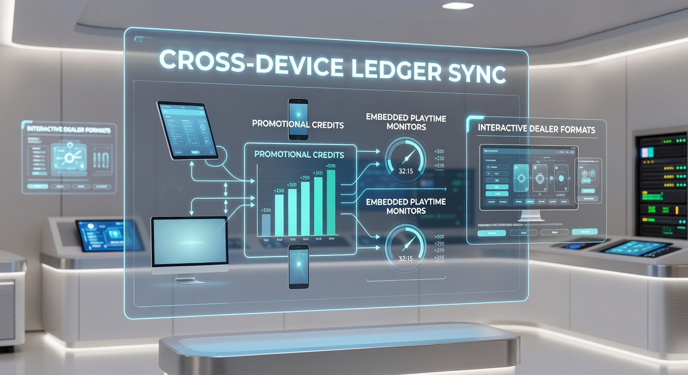 Cross-device ledger synchronisatie die promotionele credits afstemt met speeltijdmonitors in live dealer formats