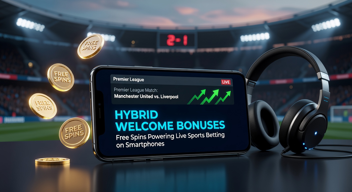 Smartphone met live sportweddenschap en free spins bonus in actie, hybride welkomstaanbod in beeld