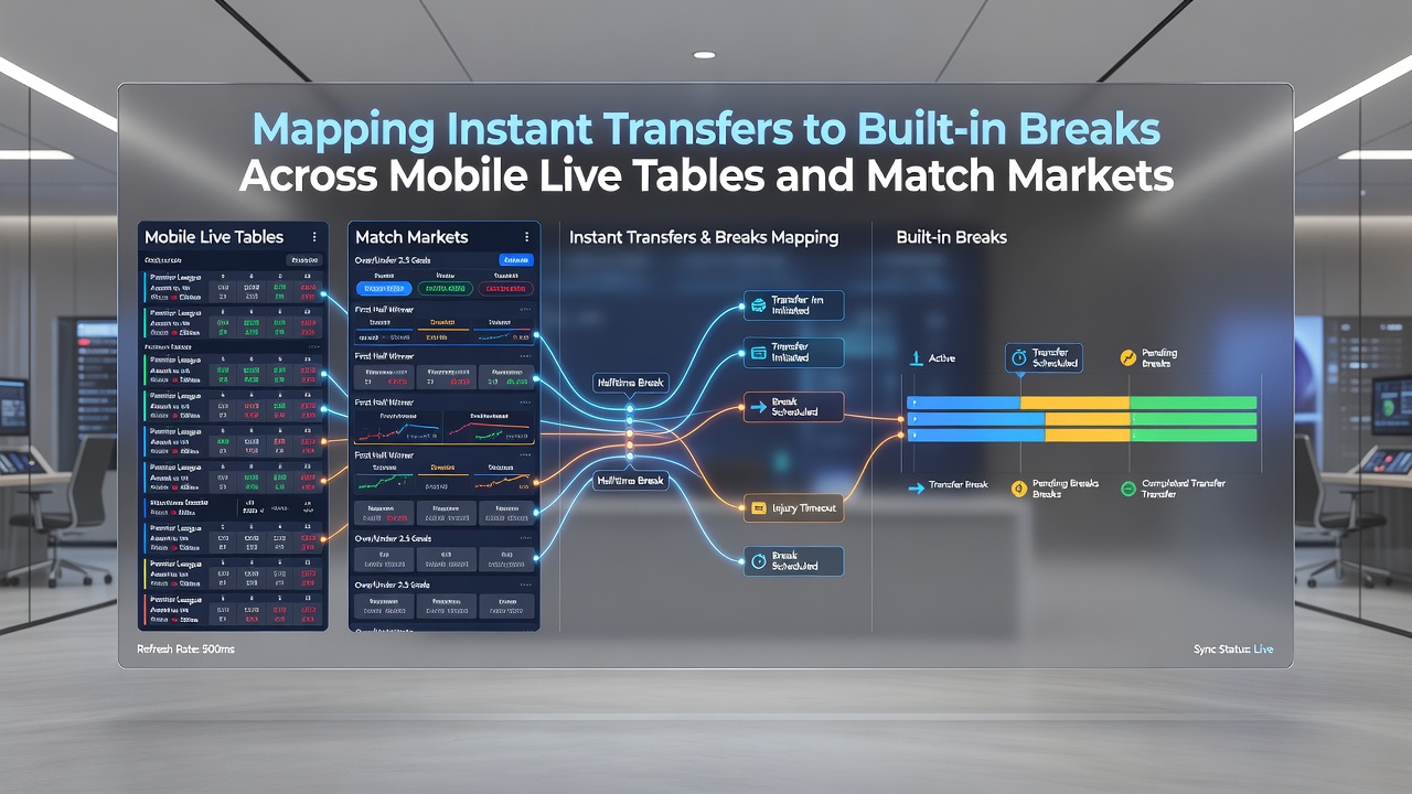 Diagram van datastromen tussen instant transfers en break-systemen op mobiele apparaten