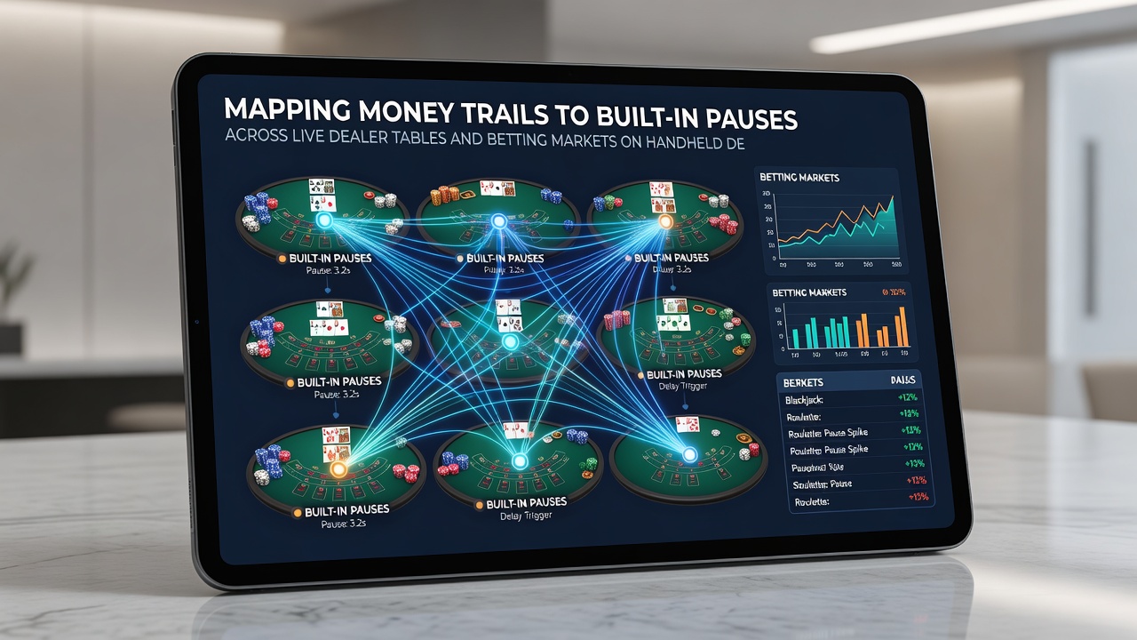 Diagram van geldpaden gekoppeld aan pauzes in mobiele betting en live dealer omgevingen