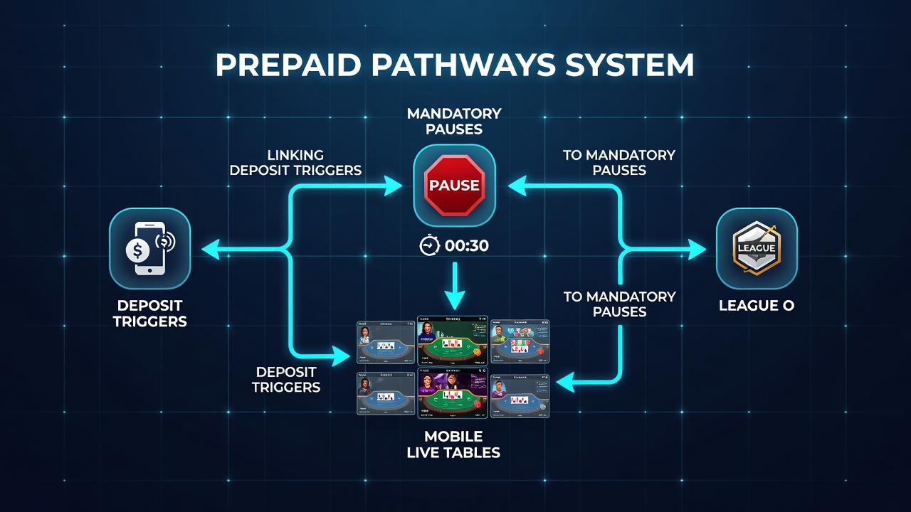 Diagram van prepaid storting die leidt tot pauze in live casino en sportweddenschappen app