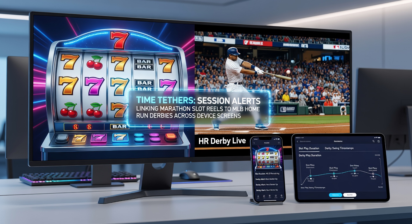 Grafiek met synchronisatie van sessie-tijd tussen slot reels en MLB home run derby weddenschappen op cross-device interfaces, alerts zichtbaar in actie