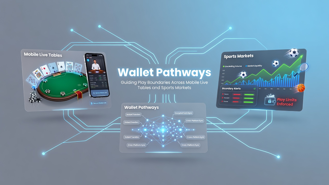 Schema van hoe wallet systemen grenzen synchroniseren tussen live tafels en sportmarkten op mobiele apparaten